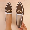 thumbnail image 2 of Womens Knit Loafers Breathable Slip On Pointed Toe Coffee Brown Comfortable Casual Work Flats,Size 9, 2 of 9