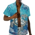 thumbnail image 2 of Uorisanigo Blue Turtle Couple Matching Outfit Men's Button Up Shirt Personality Hawaiian Tops and Womens Sleeveless Dress Chic Midi Beach Party Sundress with Pocket, 2 of 7