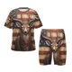 thumbnail image 1 of Fotbe Deer American Flag Wall Pijama Estampada de 2 Piezas para Niños – Ropa de Dormir de Manga Corta Cómoda para Niños y Niñas, Camiseta y Shorts de Algodón-Large, 1 of 6