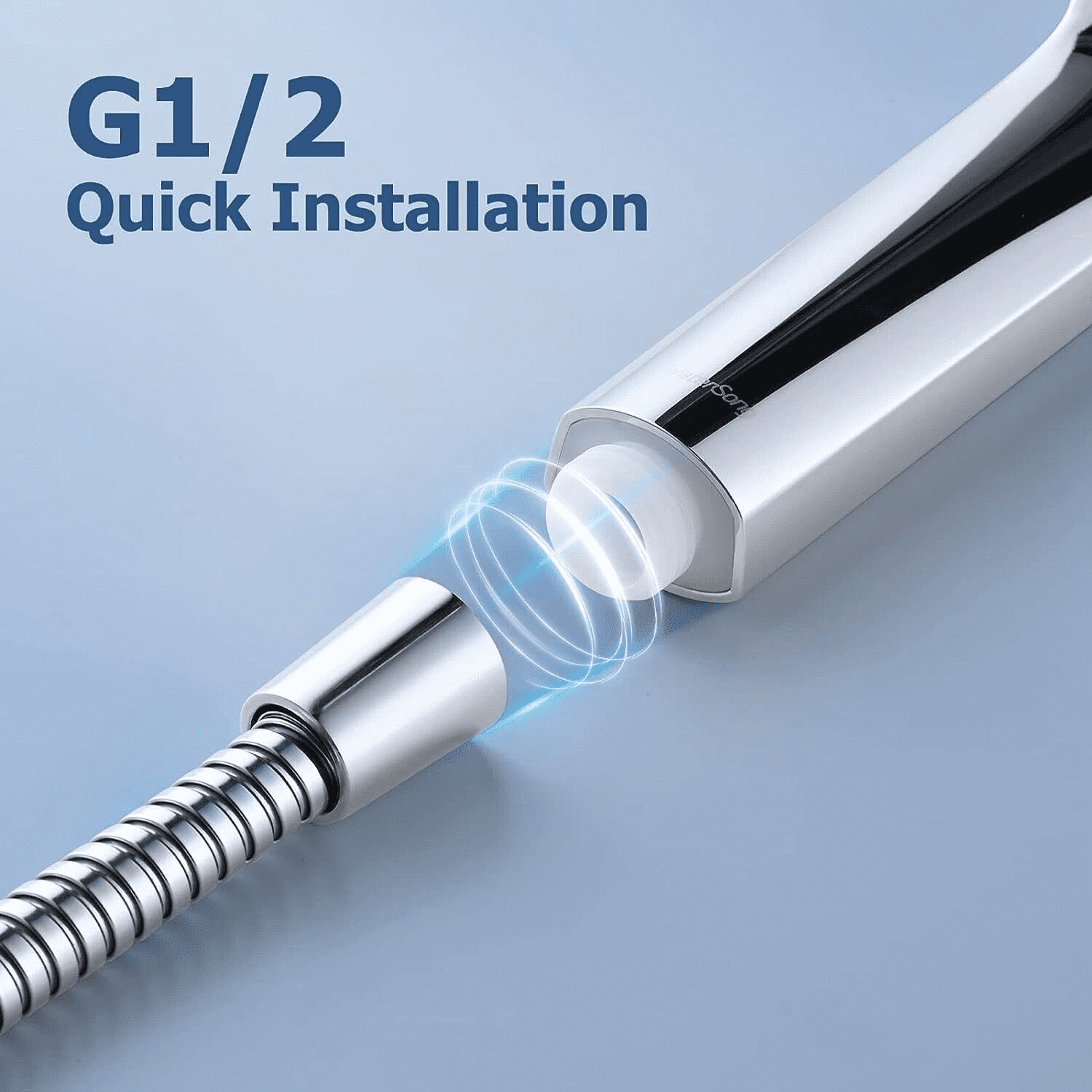 6 Spray Modes Handheld Shower Head, ABS Chrome Finish with 59 Inch Stainless Steel Hose & 360° Adjustable Bracket, G1/2 Universal Connector