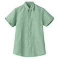 thumbnail image 2 of Qwertyu Men's Casual Button Down Shirts Short Sleeve Linen Shirts Solid Color Summer Beach Shirt Mint Green 2XL, 2 of 4