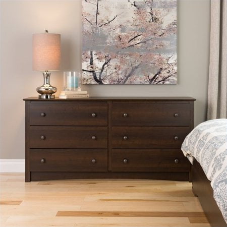 Espresso Fremont 6 Drawer Dresser Walmart Com