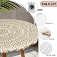 thumbnail image 3 of Beige Boho Round Tablecloth for 36-44 Inch Tables,Fitted Table Cover with Elastic Edge,Retro Farmhouse Ethnic Abstract Geometric Art Waterproof Outdoor Table Cloth Protector for Patio Garden Dinner, 3 of 9