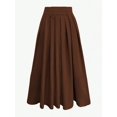 thumbnail image 3 of Brown Women High-Waisted Pleated Maxi Skirt With Belt Casual A-Line Flowing Skirt, 3 of 6