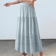 thumbnail image 4 of qelini Lace Maxi Skirt for Women Long Skirt Elastic High Waist A-line Skirt Solid Color Casual Skirt, 4 of 6