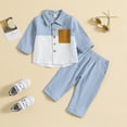 thumbnail image 2 of LUOGENLI Boys Shorts Size 10 Toddler Baby Boy Girl Clothes Cotton Linen Color Block Long Sleeve Button down Shirt Solid Pants SetPcs Casual Outfits Boys Shorts Size 14-16 with Pockets 6-12 Months, 2 of 9