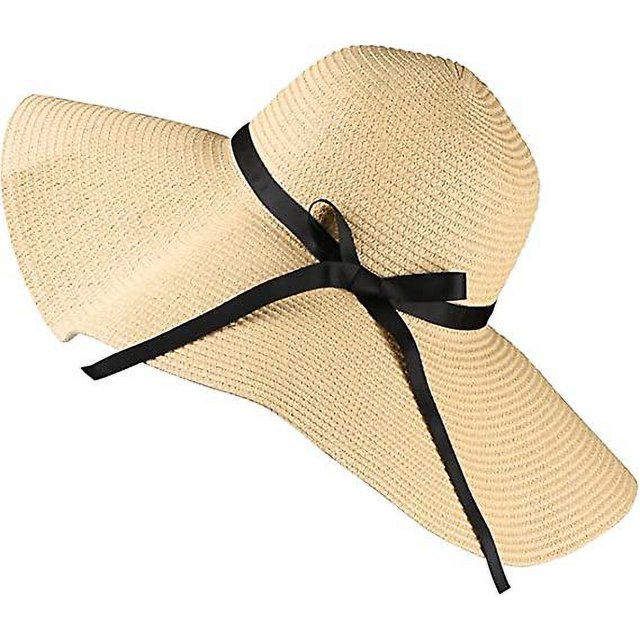 Sombrero para el sol para mujer 56-58 cm, sombrero de paja de ala ancha Upf 50+