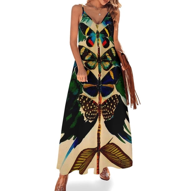 ÁRBOL DE MARIPOSAS: Vestido sin mangas con estampado abstracto vintage Vestido de dama de honor Vestido de mujer Vestido de fiesta de noche elegante de lujo para celebridades