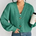 thumbnail image 2 of Trendy Sweater Cardigans Ladies Open Front Button Down Knitted Soft Loose Fall Winter Jackets Solid Outerwear (Small, Green), 2 of 6