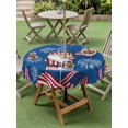 thumbnail image 4 of Outdoor Tablecloth with Umbrella Hole for Patio/Picnic/Party/Camping, 250 Year American Anniversary Flag Waterproof Table Cloth Round Cover Washable, Blue Gnomes Fireworks (Dia 54"), 4 of 9