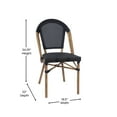thumbnail image 6 of (3 pack) Emma + Oliver Set of Two Indoor/Outdoor Stacking Bistro Style Chairs with Black Textilene Seat and Bamboo Finished Metal Frame, 6 of 13