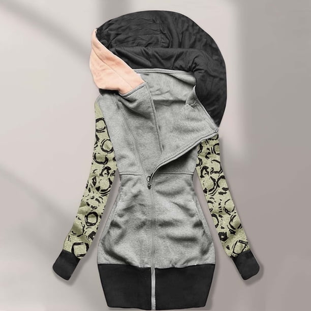 Puntoco moda mujer Casual impreso manga larga con capucha prendas de vestir Patchwork suelta camiseta otoño blusa tops Puntoco Puntoco-6183