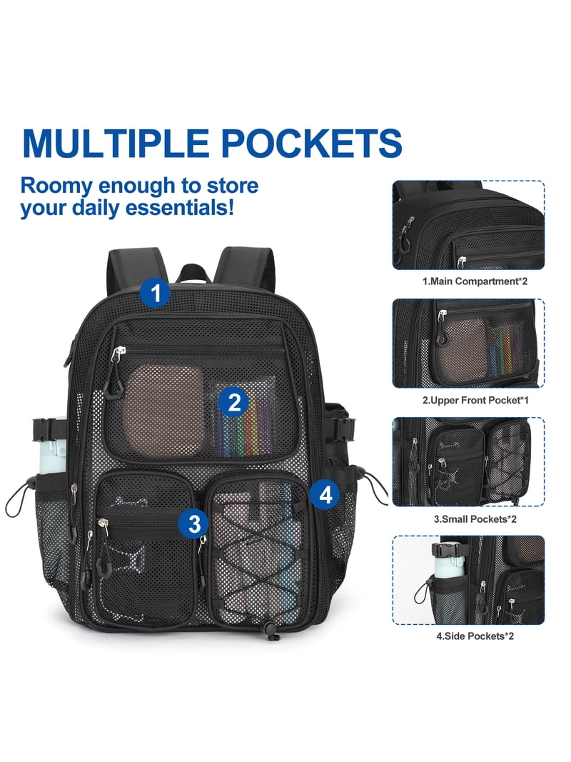 KOITHOT Mesh Backpack Heavy Duty, Stadium Approved Multi-Pocket