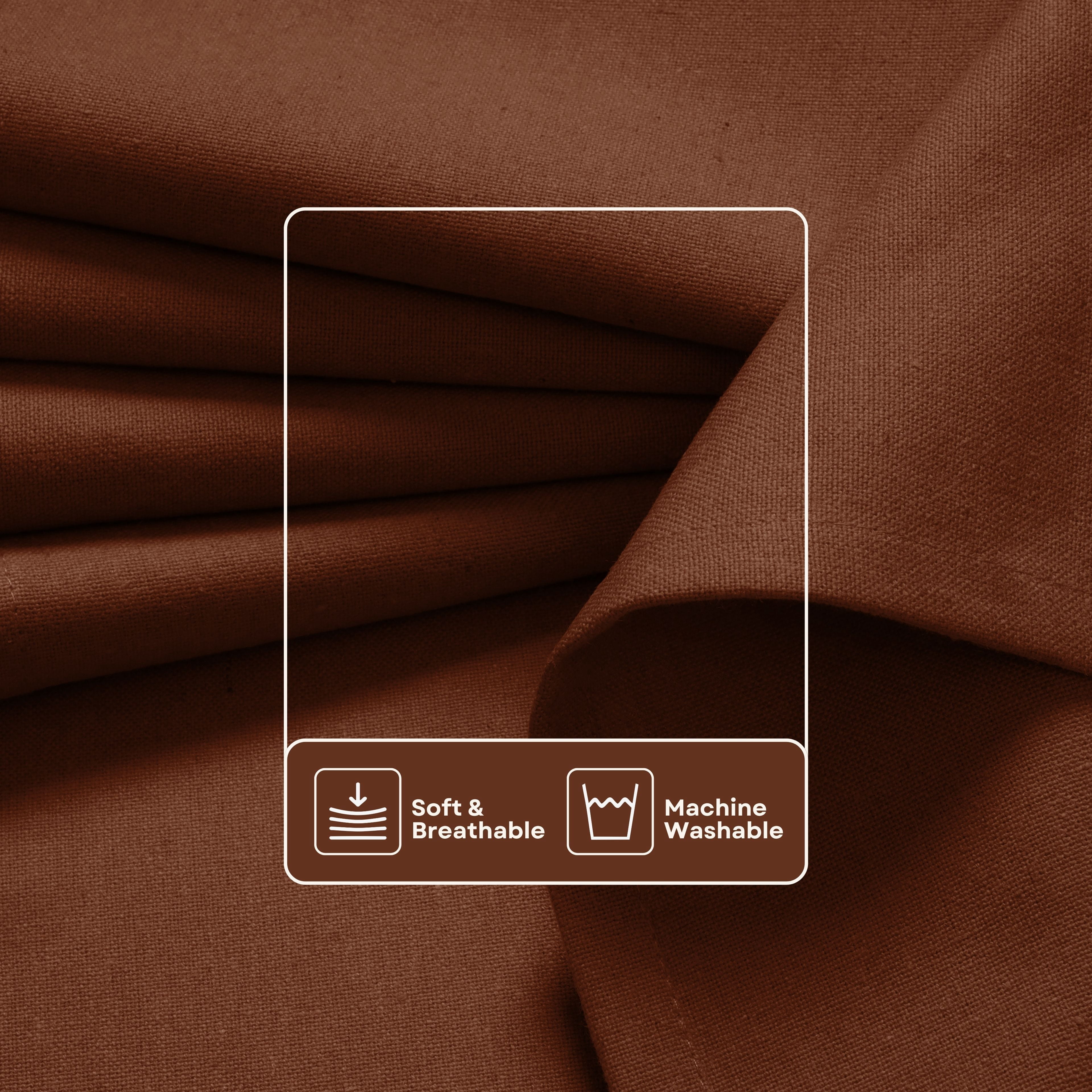 HEIRLOOM COMFORT Brown Solid Panel Curtains, 63 Inches Long, Set of 2, 100% Cotton, Light Filtering for Privacy, Rustic Farmhouse Warmth, Ideal for Bedroom, Living Room, 54" W x 63" L