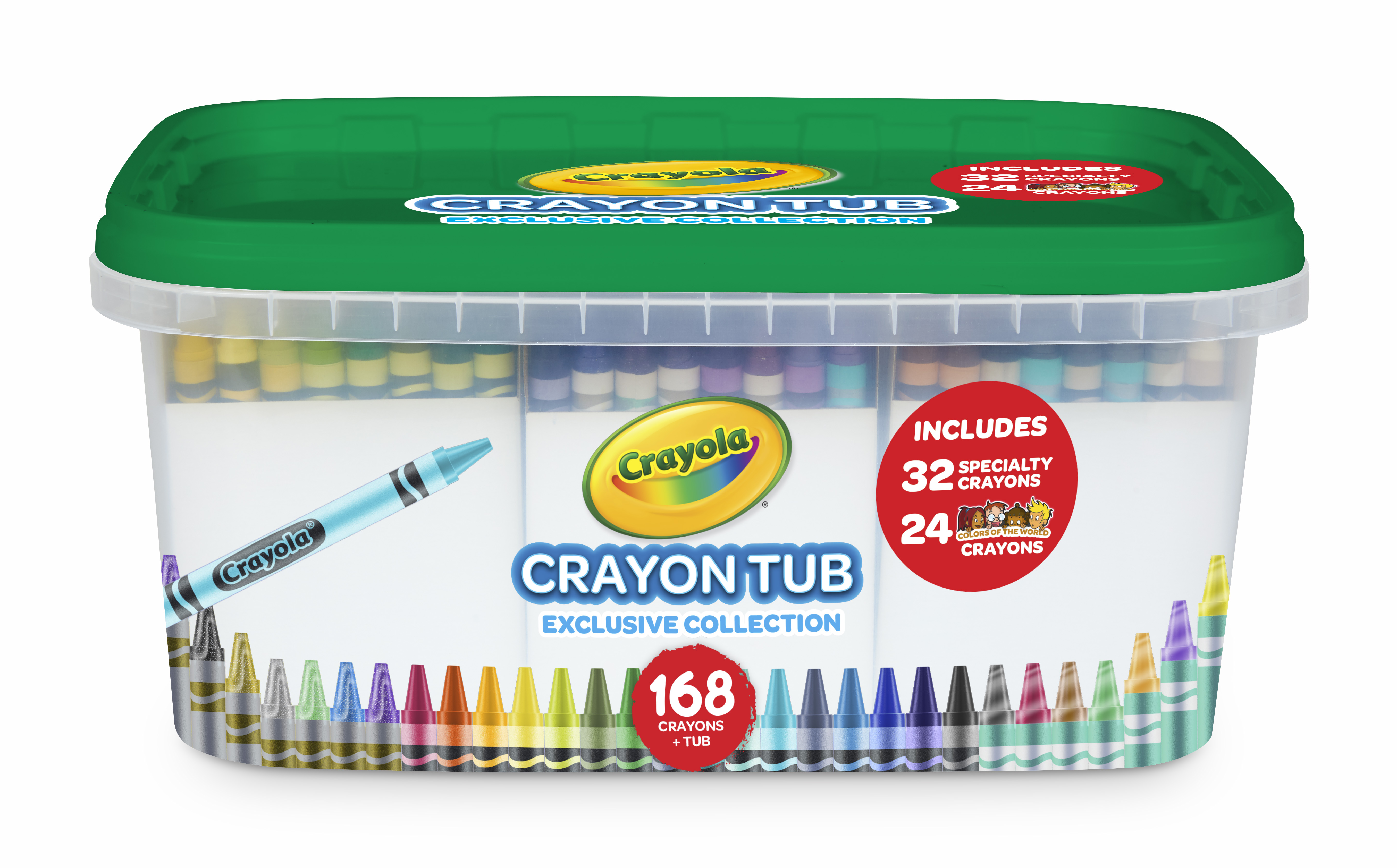 Crayola Crayon & Storage Tub, School Supplies, 168 Ct, with Colors of the World Crayons, Holiday Gift for Kids - image 2 of 9