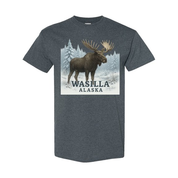 Inktastic Wasilla Alaska Moose Winter Scene T-Shirt