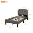 thumbnail image 6 of CRO Decor Upholstered Scalloped Linen Platform Bed Twin Size (Gray), 6 of 10
