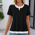 thumbnail image 6 of Dagugfen Womens Tops Crew Neck Short Sleeve Double Layer Color Blocked Tee Shirt Tops Regular Fitted Summer Casual Tshirts, 6 of 6