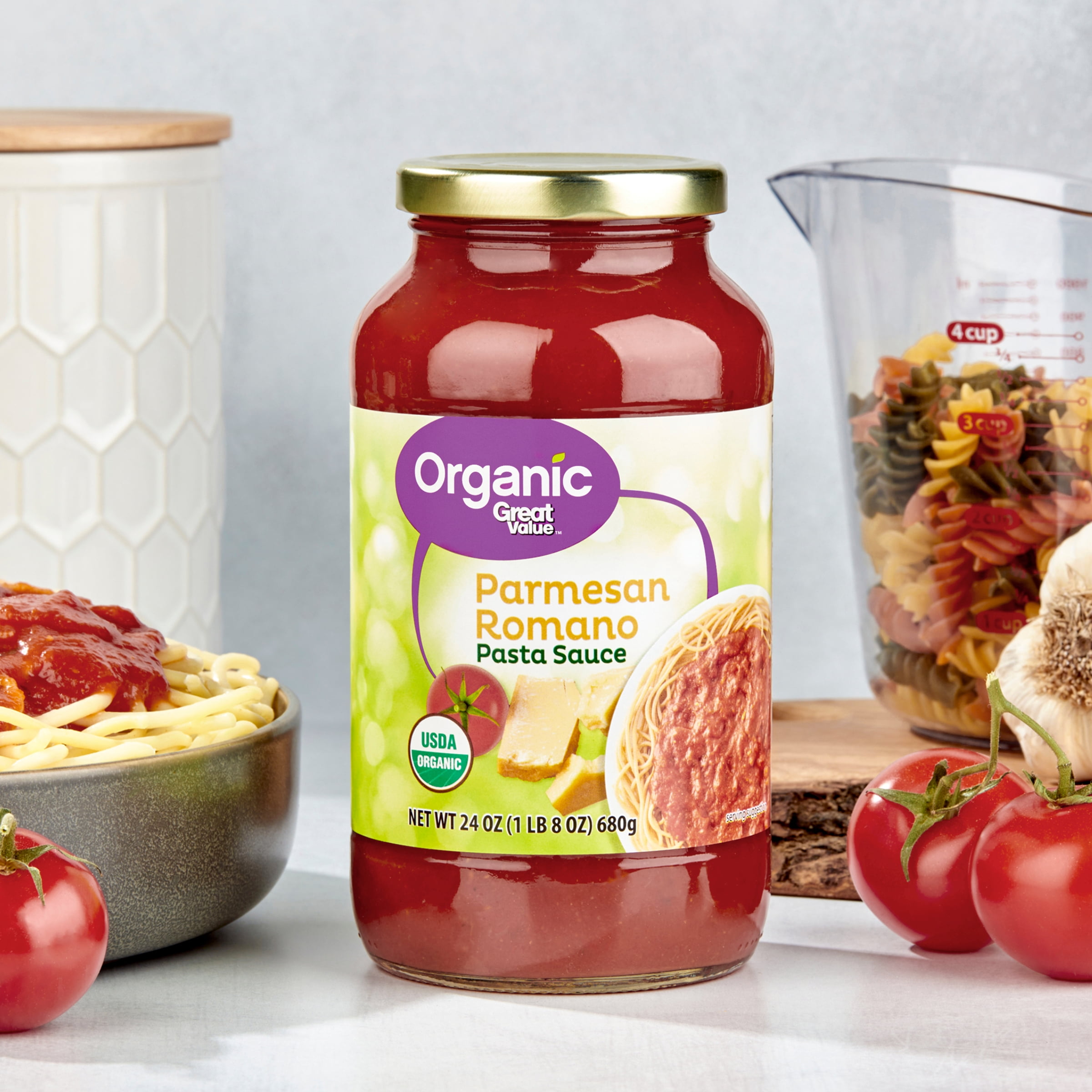 (3 pack) Great Value Organic Parmesan Romano Pasta Sauce, 24 oz