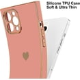 thumbnail image 5 of Compatible with iPhone 12 Pro Max Case  for Women Girls Cute Love Heart Luxury Plating Gold Shockproof Raised Full Camera Lens Protection Cover Phone Case for iPhone 12 Pro Max, Pink, 5 of 14