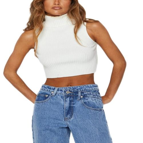 トップス mare Hight Neck Sleeve Less Knit Amari Mock Neck Sleeveless Sweater Top • Shop American