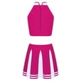 thumbnail image 6 of Zaldita Women's Cheerleading Mini Pleated Skirt Fancy Dress Adult Schoolgirl Crop Top Miniskirt Outfits Hot Pink XL, 6 of 7