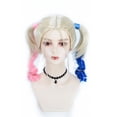 thumbnail image 2 of Suicide Squad-Peluca de cabello sintético para mujer, disfraz de Harley Quinn, cola de caballo doble, accesorios de vestir para Halloween, regalos, 2 of 5