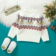 thumbnail image 2 of White Casual Round Neck Long Sleeve Knit Newborn Infant Boys Girls Christmas Reindeer Pattern Sweaters Pullovers Toddler Jumpers, 2 of 5