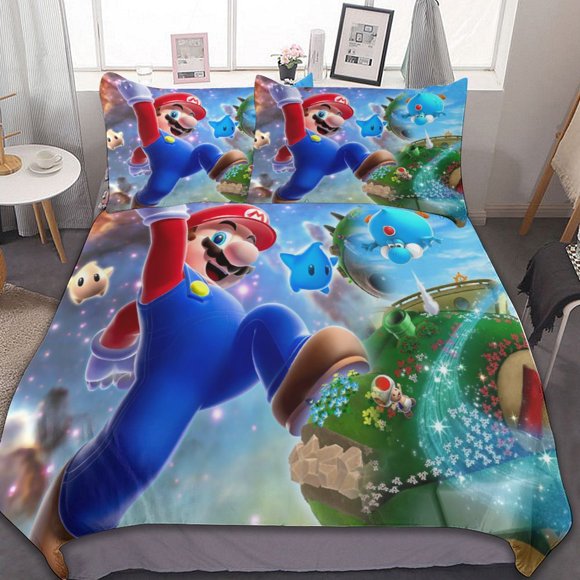 Mario Bedding Sets Comforter Cover Bed Sets Lightweight Microfiber 3 Pieces,1 Duvet Cover And 2 Pillowcase (pillow Core Not Included No Comforter) 86"x70"