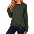 thumbnail image 7 of Xuanfei Women Round Neck Button Closure Long Sleeve Colorblock Top, 7 of 7