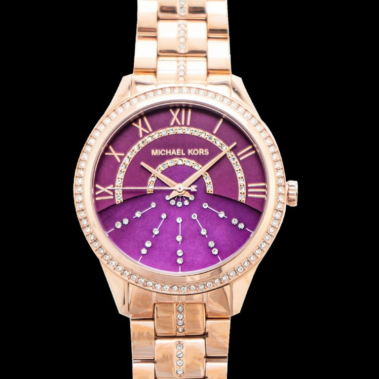 特別価格！ Michael Kors Women's Lauryn Plum Watch MK3724 Michael Kors Lauryn Quartz Crystal Black Dial Ladies Watch