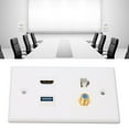 thumbnail image 1 of 4 Port Wall Plate HD Multimedia Interface F Type USB3.0 Cat6 Home Wiring Faceplate for HDTV Projector Computer, 1 of 7
