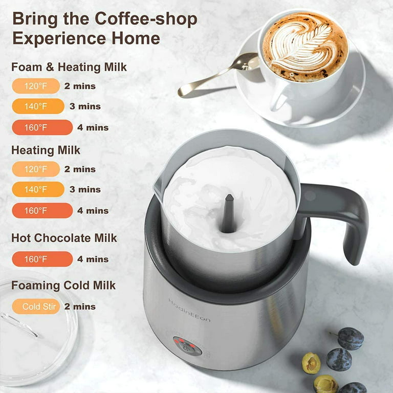 HadinEEon Milk Frother,500ml Electric Milk Steamer, Automatic Hot or Cold Milk  Frother Warmer,Foam Maker, Milk Heater for Coffee,Latte,Cappuccinos or Hot  Chocolates, Stainless Steel Non-Stick Interior 