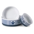 thumbnail image 3 of 7.5" Vibrant Unique Paw Patch Stripe Nautical Blue Large Pet Bowl, 3 of 8