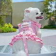 thumbnail image 7 of Harikaji Dog Dress with Leash, Denim Dog Skirt with D-ring & Detachable Plush Bee, Breathable Mesh Summer Pet Outfits for Cat Small Medium Dogs Pink 3XL, 7 of 7