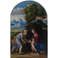thumbnail image 2 of The Master of the Twelve Apostles 17x24 Gold Ornate Framed and Double Matted Museum Art Print Titled - The Holy Family, 2 of 4