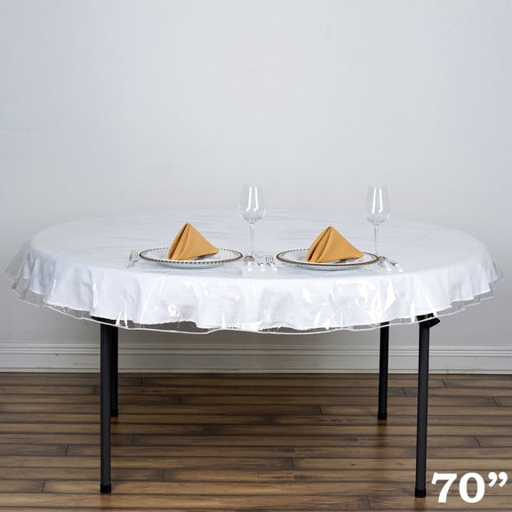 Clear Vinyl Plastic Tablecloth Protector Table Cover 70" Round fits 40X80