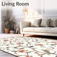 thumbnail image 2 of ODIKA 6'x9' Machine Washable Non-Slip Area Rug, Boho Garden Path with Artistic Waterproof Floral Scrollwork High Traffic Rug, Ivory, 97639, 2 of 7