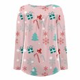 thumbnail image 4 of Pntutb Mujer Casual Navidad Impreso Jersey Cuello Redondo Manga Larga Botones Blusa tops Pntutb Pntutb-2321, 4 of 6