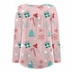 thumbnail image 4 of Puntoco Mujer Casual Navidad Impreso Jersey Cuello Redondo Manga Larga Botones Blusa tops Puntoco Puntoco-2323, 4 of 6