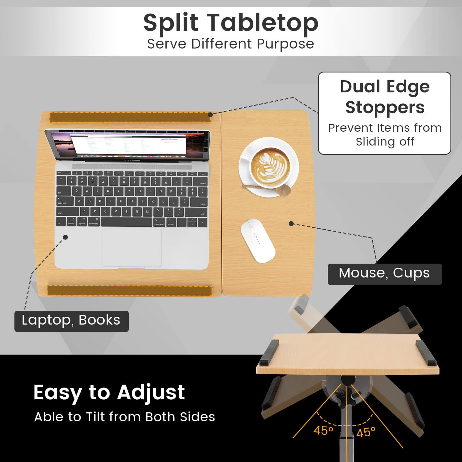 Costway Mobile Standing Desk Height Adjustable Sit to Stand Laptop Desk, Natural Natural