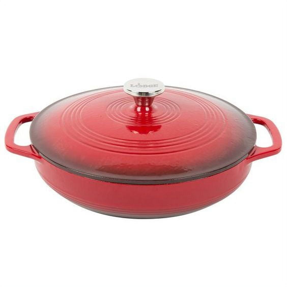 Dutch Oven Enameled Cast Iron Pot with Dual Handle and Cover Casserole Dish  - Round Red 10.23 (26 cm)