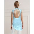 thumbnail image 6 of SiiRoh Girls Elegant Lyrical Dance Dress Sparkly Sleeveless Cutout Backless Mesh Overlay Dancewear Light Blue 16, 6 of 7