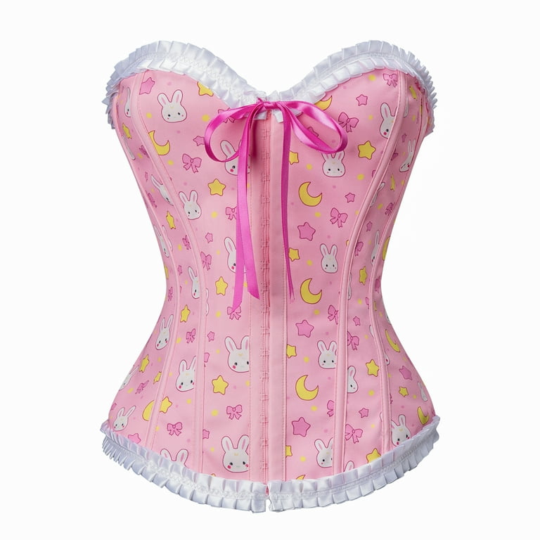 【OVERDUEFLAIR】SHEER BUSTIER OPS_PEACH Littleforbig Women's Lace Up Boned Overbust Corset Bustier