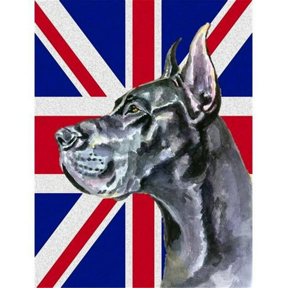 Black Great Dane With English Union Jack British Flag Flag Canvas House Size