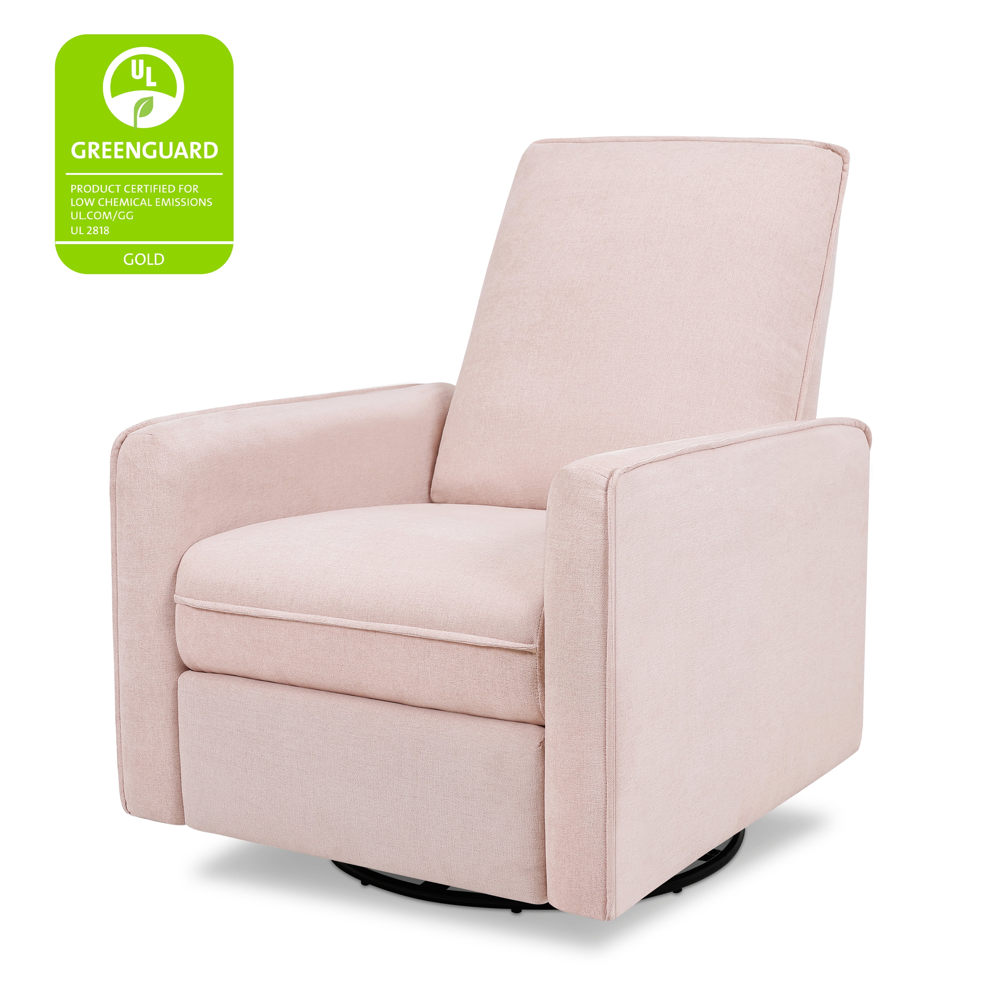 daVinci Penny Swivel Recliner, Performance Pale Blush Pink Eco-Weave