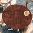thumbnail image 2 of Dark Brown Round Tablecloth, Fitted Table Cover with Elastic for 36"-44" Round Tables, Vintage Country Monochrome Chocolate Color Table Cloth Outdoor Indoor Dinning Party Waterproof Tablecloths, 2 of 7