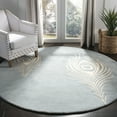 thumbnail image 2 of SAFAVIEH Soho Jarvis Peacock Feather Wool Runner Rug, Light Blue/Ivory, 2'6" x 8', 2 of 9
