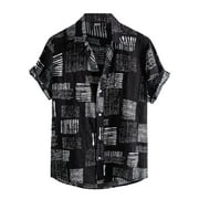 Shirts For Men Graphic Tees Stripe Print Short Sleeve Button Turn-Down Blouse E Couture Novelty T Tops