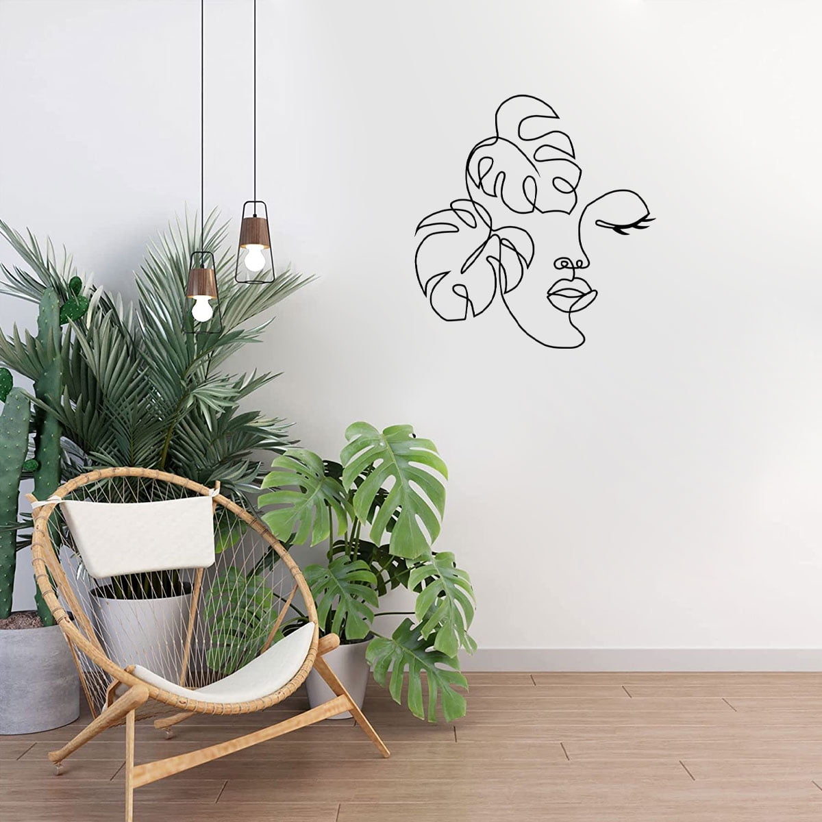 Metal Wall Art Minimalist Facial Line Wall Decor Abstract Iron Wall Sculpture Modern Black Home Hanging Wall Art Decor for Living Room Bedroom Bathroom Office